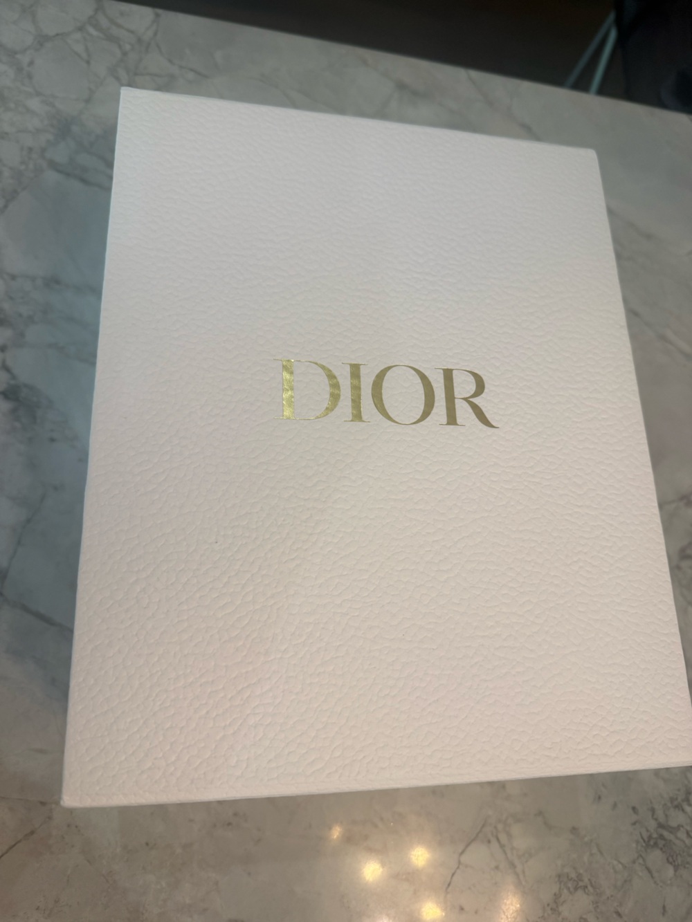 Dior White Textured Gift Box w Gold Logo, Dior Ribbon & Dior Tissue NEW